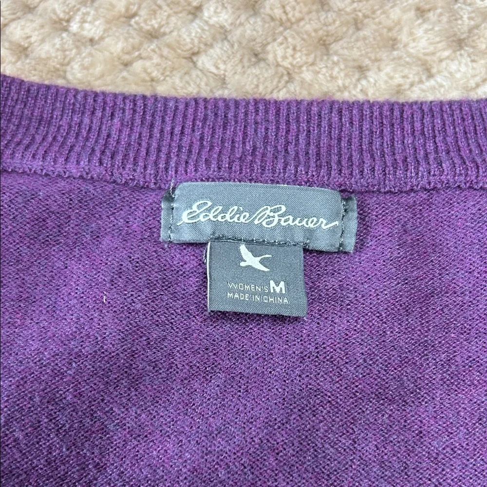 Eddie Bauer Deep Purple V-Neck Cardigan Size M - Picture 6 of 7